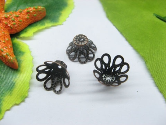 100pcs New Basket Filigree Bead Caps Leaves 6-14mm - Click Image to Close