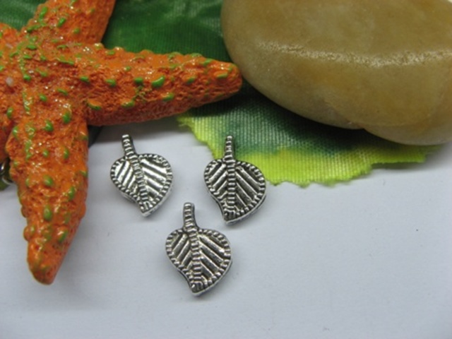 50pcs Metal Beautiful Leaf Beads - Click Image to Close