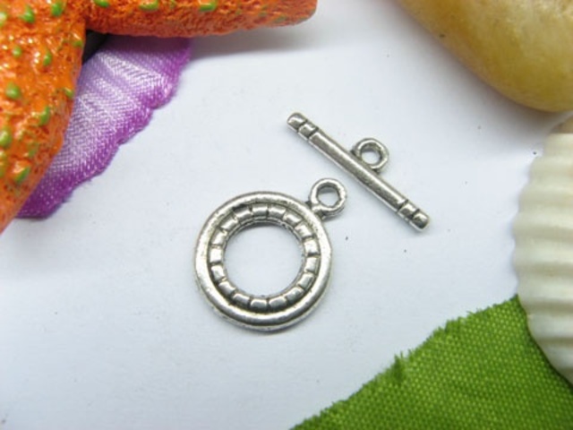 100sets Metal Flat Round Toggle Clasp yw-ac-tc109