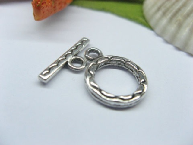 100sets Metal Flat Round Toggle Clasp yw-ac-tc113 - Click Image to Close