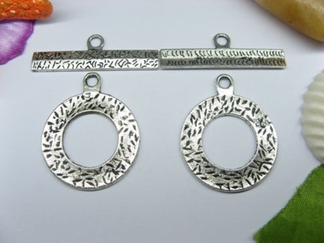 20sets Metal Hammered Circle Toggle Clasp yw-ac-tc17