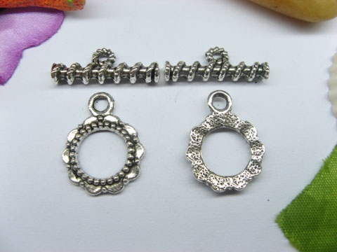 50sets Metal Flower Beads Toggle Clasp yw-ac-tc31 - Click Image to Close