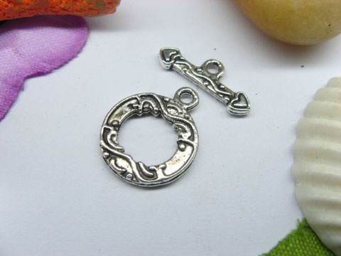 100sets Metal Carved Round Toggle Clasp yw-ac-tc32 - Click Image to Close