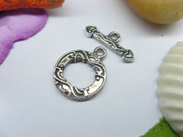 100sets Metal Carved Round Toggle Clasp yw-ac-tc32
