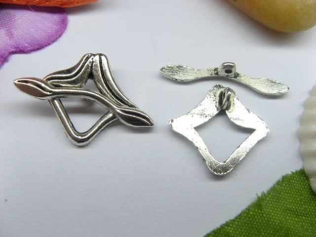 50sets Metal Flower Square Toggle Clasp yw-ac-tc35