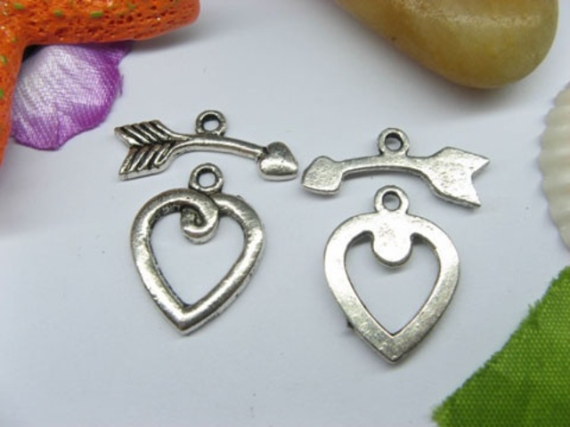 50sets Metal Heart & Arrow Toggle Clasp yw-ac-tc55 - Click Image to Close