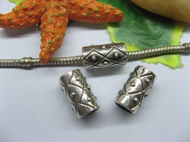 50pcs Tibetan Silver Spider Web Barrel Beads European Design 50pcs Tibetan Silver Spider Web Barrel Beads European Design