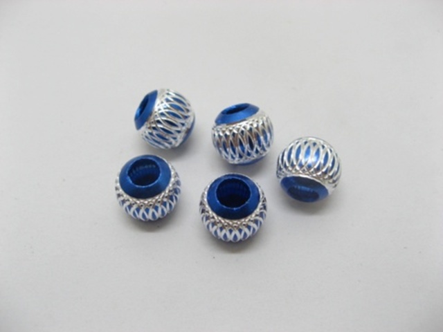 20pcs Blue Silver Carved Lantern Aluminum Beads Fit European Bea - Click Image to Close