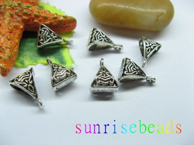 50pcs Tibetan Silver Tone Bail Beads Fit European Beads - Click Image to Close