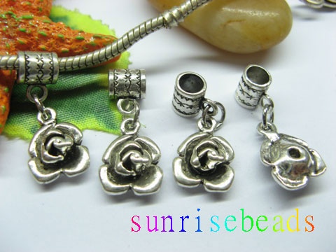 20pcs Tibetan Silver Barrel Bail Beads European Beads with Dangl - Click Image to Close