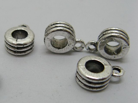 20pcs Tibetan Silver Circle Bail Beads Fit European Beads - Click Image to Close
