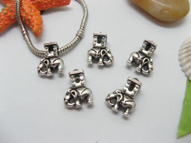 20pcs Tibetan Silver Elephant & House Beads Fit European Beads - Click Image to Close