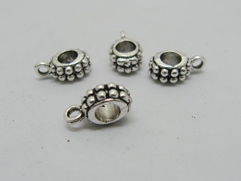 20pcs Tibetan Silver Elliptical Bail Beads Fit European Beads - Click Image to Close