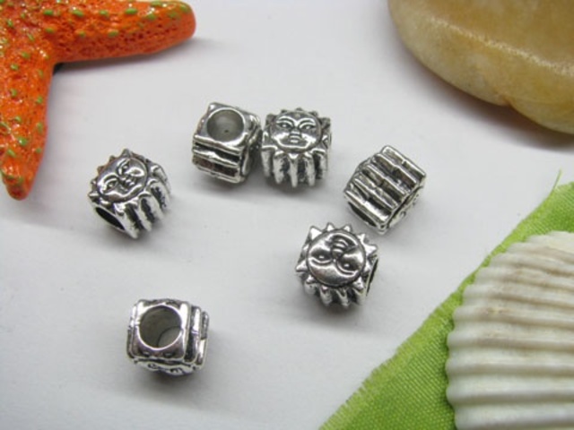 20pcs Tibetan Silver Sun/Face Beads Fit European Beads - Click Image to Close