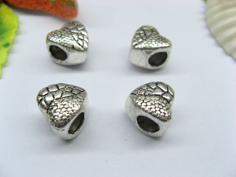 20pcs Tibetan Silver Love Heart Beads European Design - Click Image to Close