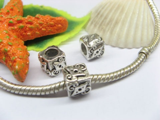 20pcs Tibetan Silver Square Beads European Design Yw-pa-mb195