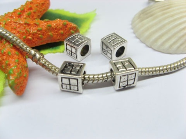 20pcs Tibetan Silver Carved window Square Beads European Design - Click Image to Close