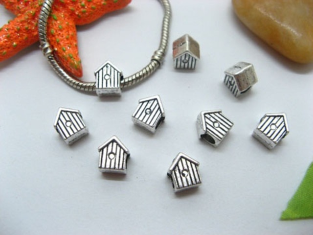 20pcs Tibetan Silver House Shape Beads European Design 20pcs Tibetan Silver House Shape Beads European Design
