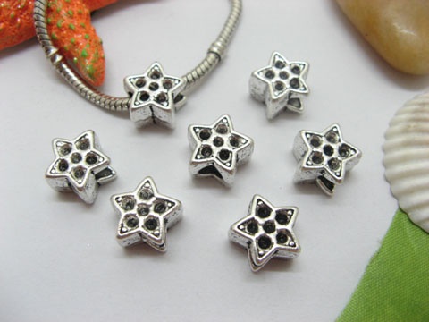 20pcs Tibetan Silver Five-pointed Star Beads European Design - Click Image to Close