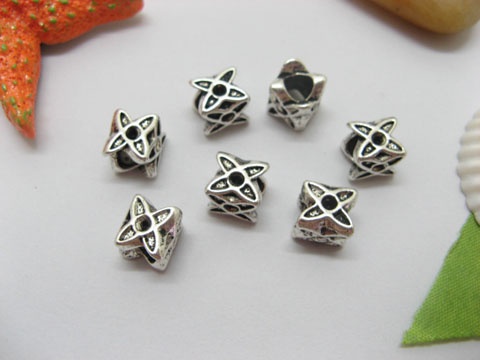 20pcs Tibetan Silver Star Barrel Beads European Design - Click Image to Close