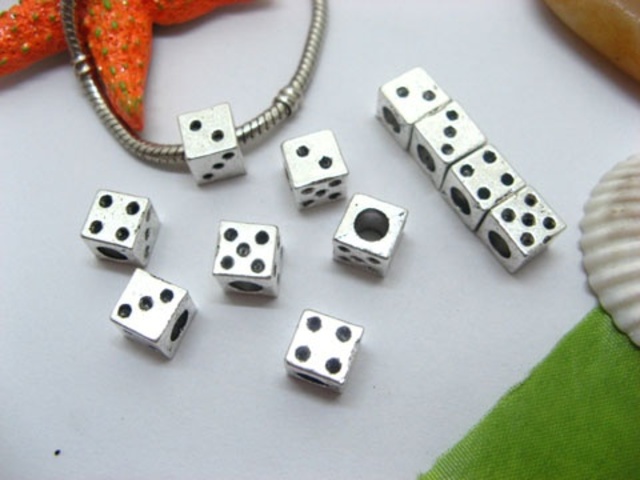 20pcs Tibetan Silver Dice Beads European Design Yw-pa-mb5 20pcs Tibetan Silver Dice Beads European Design Yw-pa-mb5