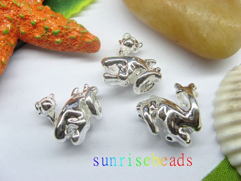 20pcs Silver Plated Screw Leopard Beads European Design - Click Image to Close