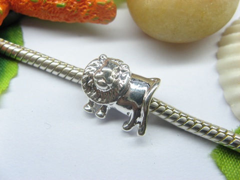 10pcs Silver Plated Screw Lion Beads European Design - Click Image to Close