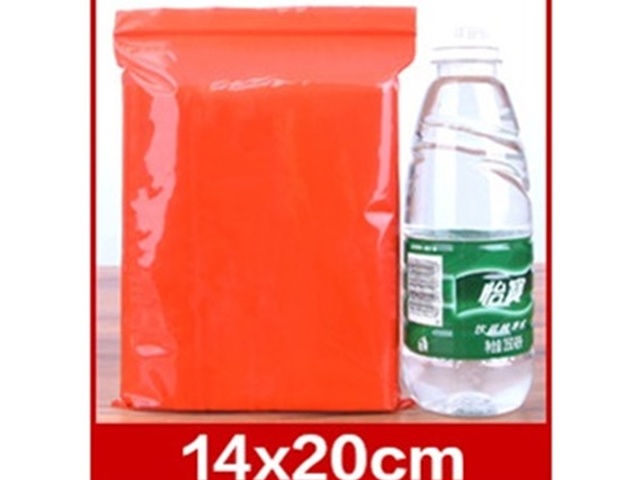 100Pcs Red Resealable Zip Lock Plastic Bag Privacy Pouch 20x14cm