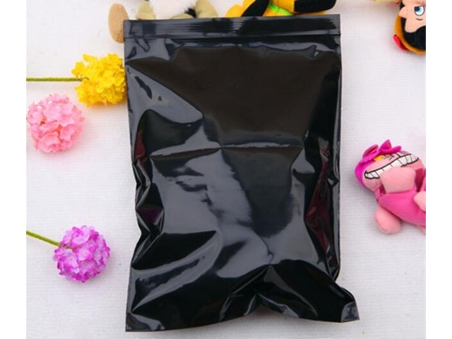 100Pcs Black Resealable Zip Lock Plastic Bag Pouch 25x17cm